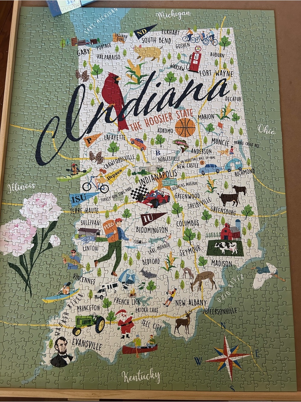 Indiana State Map Jigsaw Puzzle - Green - Picture 2 of 5